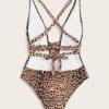 Leopard Criss Cross One Piece Swimsuit