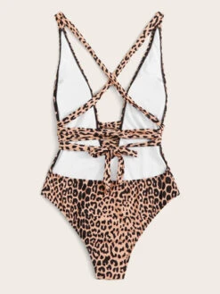 Leopard Criss Cross One Piece Swimsuit