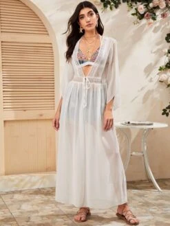 Tie Waist Lace Insert Sheer Longline Kimono -Shein Clothing Store 1578971370c23966cc0f4081ba237f08ade46b8aad thumbnail 405x552