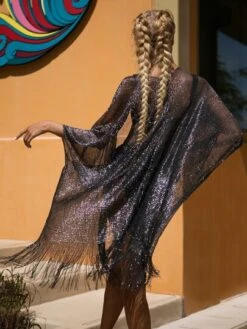 Bikinx Fringe Trim Glitter Kimono