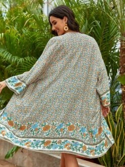 Ditsy Floral Print Open Front Kimono