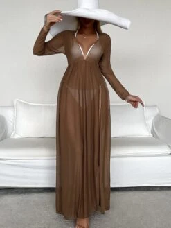 Split Thigh Cover Up Without Bikini