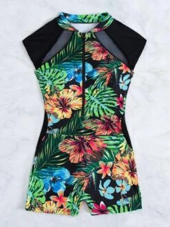 Tropical Print Zipper One Piece Swimsuit -Shein Clothing Store 1634010139076266b3754d92add18e02bd9ab3b4b2 thumbnail 405x552