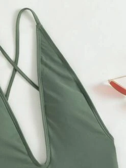 Plain Lace Up One Piece Swimsuit -Shein Clothing Store 163558727020c37fb88882511230878d188c3957a5 thumbnail 405x552