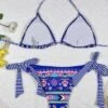Floral Bikini Set Halter Triangle Bra & Wide Strap Side Thong Bottom 2 Western Piece Bathing Suit