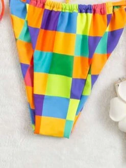 Colorful Checkered Bikini Set Bandeau Bra & Thong Bottom 2 Piece Bathing Suit -Shein Clothing Store 16361794041a6bffd92724b3f26ad6b9e2e014482a thumbnail 405x552