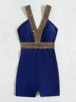 Chain Pattern Contrast Tape One Piece Swimsuit -Shein Clothing Store 16396373571a824c1dd929cc0ca4b49503d725ee52 thumbnail 405x552