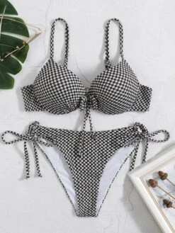 Gingham Bikini Set Bow Front Underwire Push Up Bra & Hipster Bottom 2 Piece Swimsuit -Shein Clothing Store 163996590532a136bd11e62f03953a6ef98f0d2a97 thumbnail 405x552