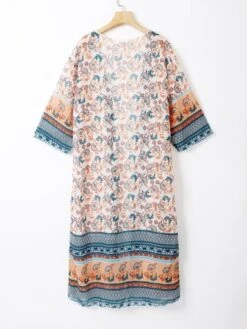 Floral Print Chiffon Kimono