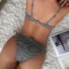 Gingham Bikini Set Bow Front Underwire Push Up Bra & Hipster Bottom 2 Piece Swimsuit