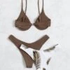 Tropical Bikini Set Underwire Cami Bra & 2Pcs Hipster Bottom 3 Piece Swimsuit