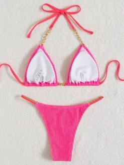 Chain Linked Textured Chain Linked Bikini Swimsuit