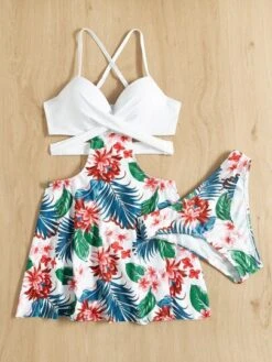 Tropical Print Tankini Set Wrap Push Up Swim Dress With High Waist Bikini Bottom 2 Piece Bathing Suit -Shein Clothing Store 1641985355e93cc33a6e263e9309275de77e7999c5 thumbnail 405x552