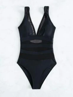 BOUDOIRCORE Plain Contrast Mesh One Piece Swimsuit -Shein Clothing Store 164509787057f5571a2f4f16d244d66725f7059d85 thumbnail 405x552