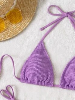 Textured Halter Triangle Tie Side Bikini Swimsuit -Shein Clothing Store 16457586293e2dac9e3efb8d26b344e025d9a8d1ec thumbnail 405x552
