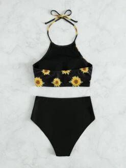 Sunflower Print Tankini Set High Neck Halter Top & High Waist Bikini 2 Piece Swimsuit -Shein Clothing Store 1646109968c7fcc5a2d7814da2f4bde8eae0b60620 thumbnail 405x552