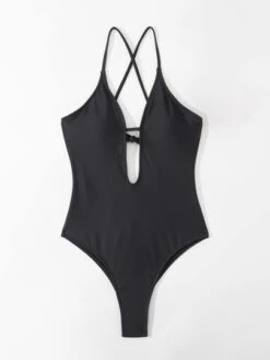 Criss-cross Tie Backless One Piece Swimsuit -Shein Clothing Store 164722111972755d97b8b1fe5934c8c3b6aa85a3ac thumbnail 405x552
