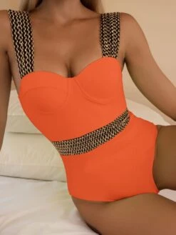 Contrast Tape Underwire One Piece Swimsuit -Shein Clothing Store 1647588107138caacc995e68a80cc62e4041755522 thumbnail 405x552