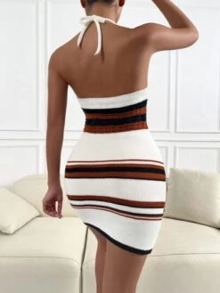 Striped Halter Cover Up