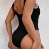 Solid Rib One Piece Swimsuit