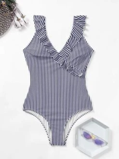Striped Frill Trim One Piece Swimsuit -Shein Clothing Store 16487903740c8db1de309b36ec7d667593b439f3f0 thumbnail 405x552