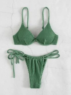 Textured Bikini Set Underwire Push Up Bra & Thong Bottom 2 Piece Bathing Suit -Shein Clothing Store 1649205412b21b6f59874d0748a6329d9d87e6a1a8 thumbnail 405x552