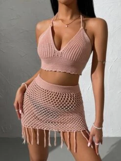 2pack Tie Backless Halter Cover Up Top & Hollow Out Fringe Trim Skirt -Shein Clothing Store 1650355623f3c260411222a29e35e1f9dc5e8b62a5 thumbnail 405x552