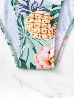 Tropical Print Knot Side Belted One Piece Swimsuit -Shein Clothing Store 1650946743396e883687c8e73dfe34027e562b855a thumbnail 405x552