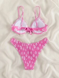 Floral Smocked Underwire Bikini Swimsuit