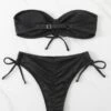 Tie Front Bandeau Bikini Swimsuit