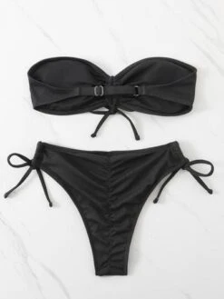 Tie Front Bandeau Bikini Swimsuit