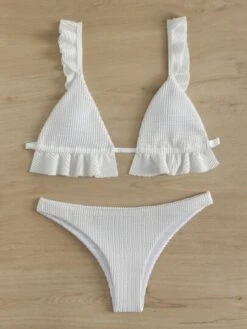 Textured Bikini Set Ruffle Trim Triangle Bra & High Cut Bottom 2 Piece Bathing Suit -Shein Clothing Store 16536345387d6d3db8e1f0cddba3f4b907a94ebe4a thumbnail 405x552
