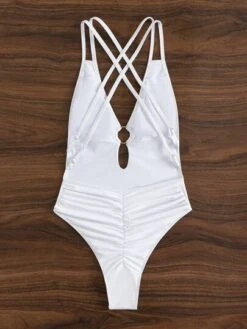 Crisscross Backless Ring Linked Scrunch Butt One Piece Swimsuit