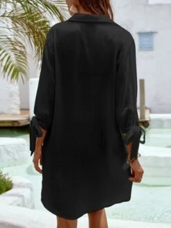 Tie Cuff Button Front Kimono