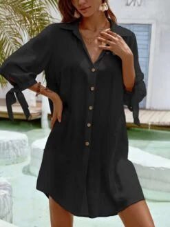 Tie Cuff Button Front Kimono -Shein Clothing Store 16539646112ef6b971cb87205f367efca2826d63ae thumbnail 405x552