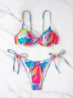 Colorful Bikini Set Underwire Bra & Thong Bottom 2 Piece Bathing Suit -Shein Clothing Store 1654857302b3a5773088fd142825bbebcca96df6e1 thumbnail 405x552