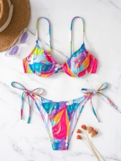 Colorful Bikini Set Underwire Bra & Thong Bottom 2 Piece Bathing Suit -Shein Clothing Store 16548573033f394e0ea461a04202968ea4b15d8138 thumbnail 405x552