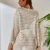 Hollow Out Drop Shoulder Cover Up Without Bikini
