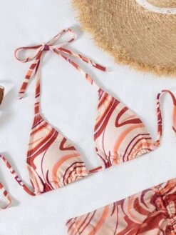 Marble Print Bikini Set Halter Triangle Bra & Bikini Bottom & Drawstring Cover Up Skirt 3 Piece Bathing Suit -Shein Clothing Store 165728541576ddef07338f5710a579921764e555f4 thumbnail 405x552