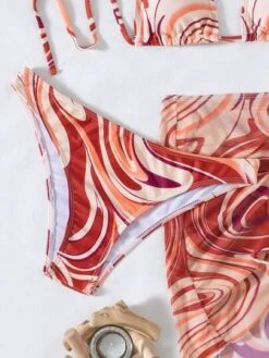 Marble Print Bikini Set Halter Triangle Bra & Bikini Bottom & Drawstring Cover Up Skirt 3 Piece Bathing Suit -Shein Clothing Store 16572854176c8c88265f4de49bc39d21140be821d4 thumbnail 405x552