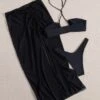 3pack High Cut Bikini Swimsuit & Beach Skirt