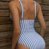 Striped Plunging One-Piece Swimsuit