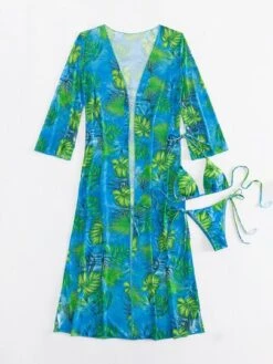 Tropical Print Triangle Bikini Swimsuit With Kimono -Shein Clothing Store 16692786634b6c271bd4af5fa0ab7abc81e4adfb50 thumbnail 405x552