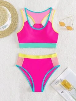 Colorblock Bikini Set Contrast Binding Tank Bra & Bikini Bottom 2 Piece Bathing Suit -Shein Clothing Store 16696143416e7f17798c6a4dccf6c5f5f20faee5d5 thumbnail 405x552