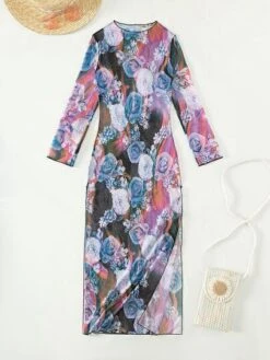 Floral Print Split Thigh Cover Up -Shein Clothing Store 1669700497bd7f316861737e2509e0cf156d6c9581 thumbnail 405x552
