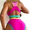 Colorblock Bikini Set Contrast Binding Tank Bra & Bikini Bottom 2 Piece Bathing Suit