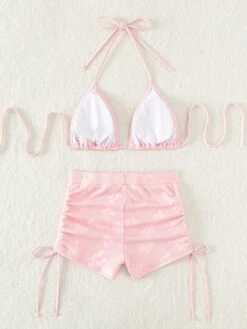 Solid Bikini Set Halter Triangle Bra & High Waisted Boxer Shorts 2 Piece Swimsuit -Shein Clothing Store 16716919907f40bd9eed69743dd3795e6973ba4f5b thumbnail 405x552
