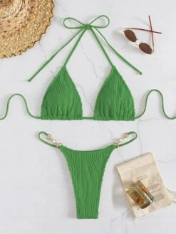 Faux Pearl Decor Tie Back Triangle Thong Bikini Swimsuit -Shein Clothing Store 167201955694a7732b5201625a5c4b777a38aedb51 thumbnail 405x552