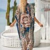 Floral And Leopard Print Split Thigh Cover Up