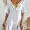 Contrast Crochet Ruffle Hem Cover Up